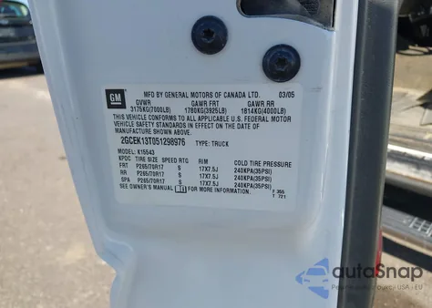 2005 Chevrolet Silverado 1500 Z71 z USA, uszkodzony, nr VIN 2GCEK13T051298976